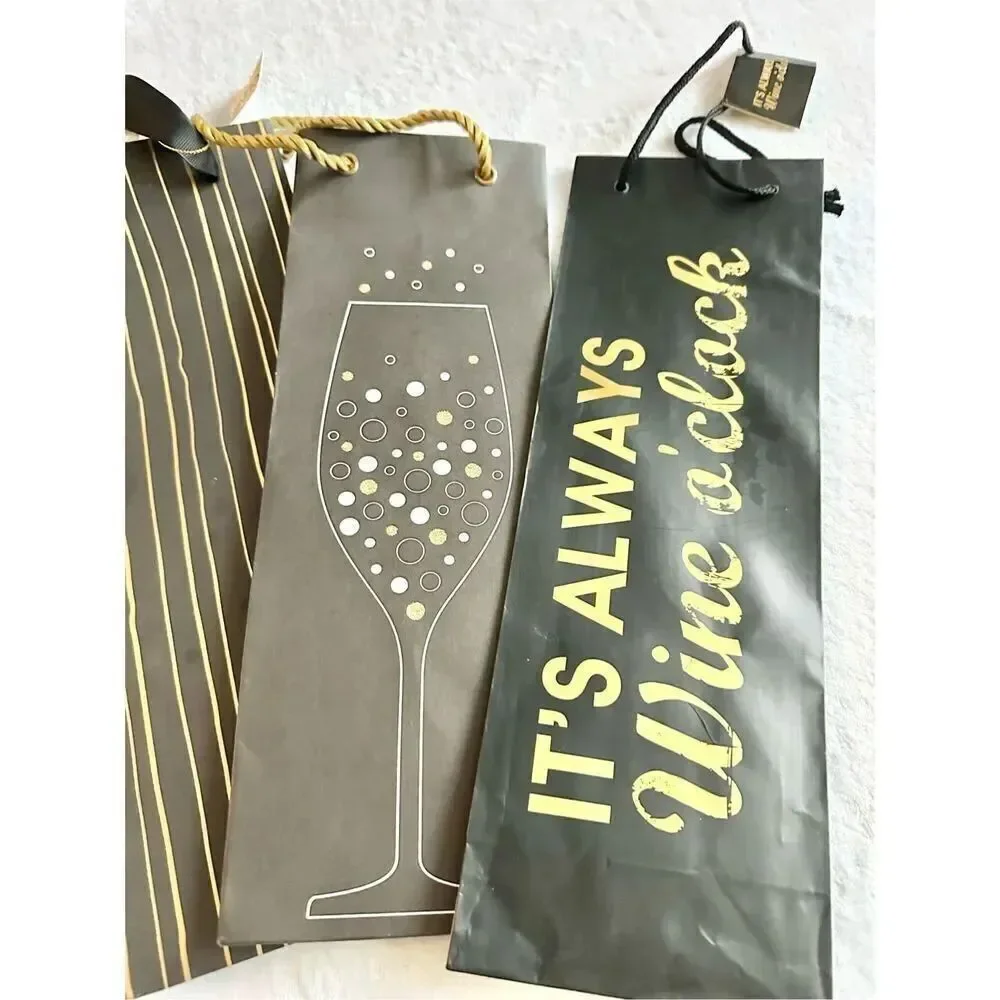 Set up for wine bottle gift bags - perfect for the holidays and New Year’s - bla